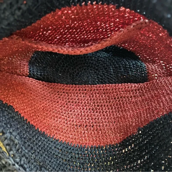 Helen Kaminski Raffia Bucket Beach Resort Red and Blue Bag - Picture 5 of 7